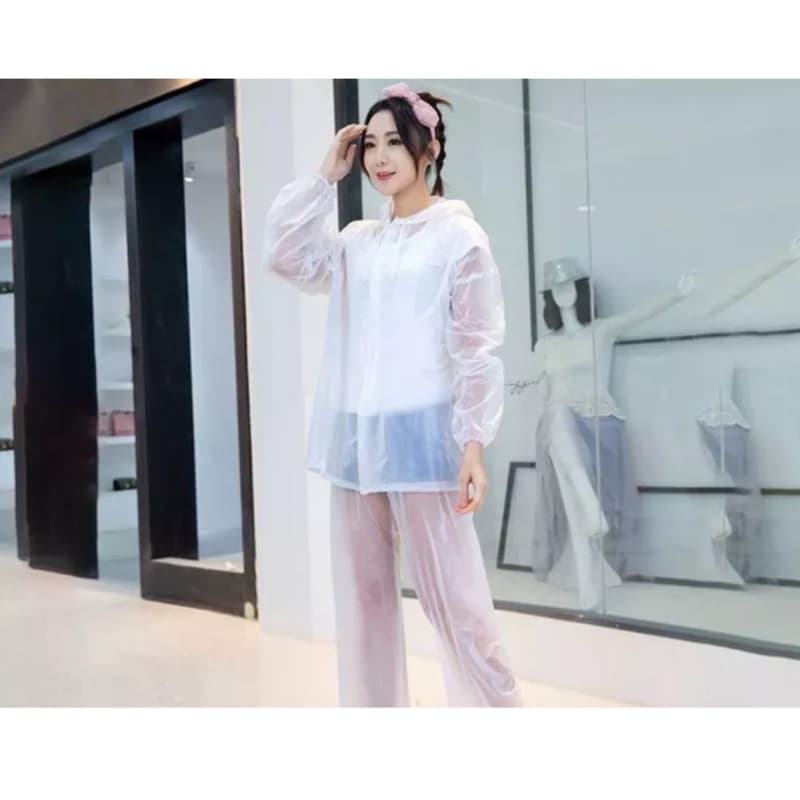 Jas Ujan Baju + Celana Setelan Jas Hujan Raincoat Mantel Hujan Pria Wanita Unisex