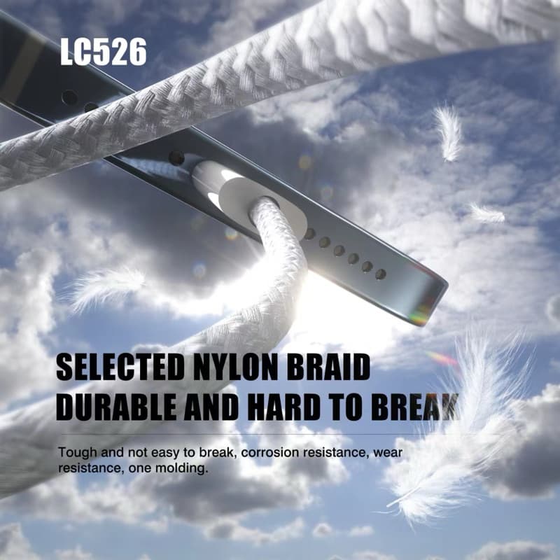 LENYES LC526 60W Kabel Data Fast Charging Type-C To Type-C Data Cable Charger Braided 1 Meter