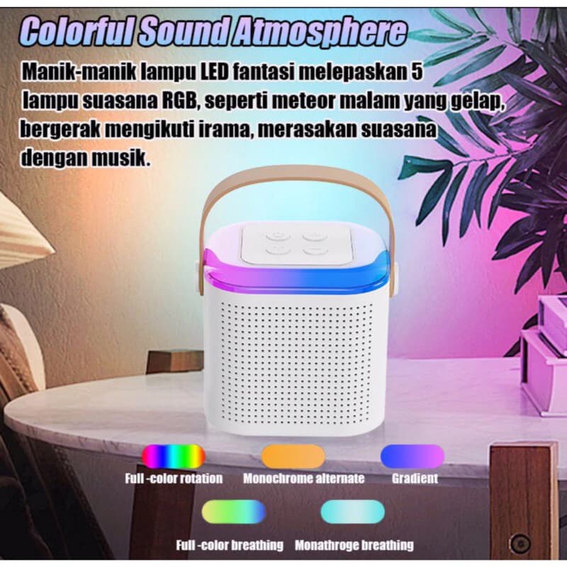Speaker Karaoke K3 Portable RGB + Mic Bluetooth Speaker Mini Set Full Bass