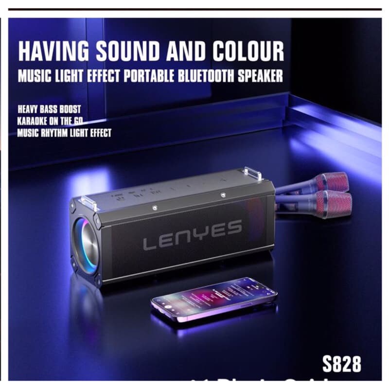 Lenyes Speaker S828 Hifi Mega Bass TWS Bluetooth Speaker KTV + Microphone karaoke Bluetooth