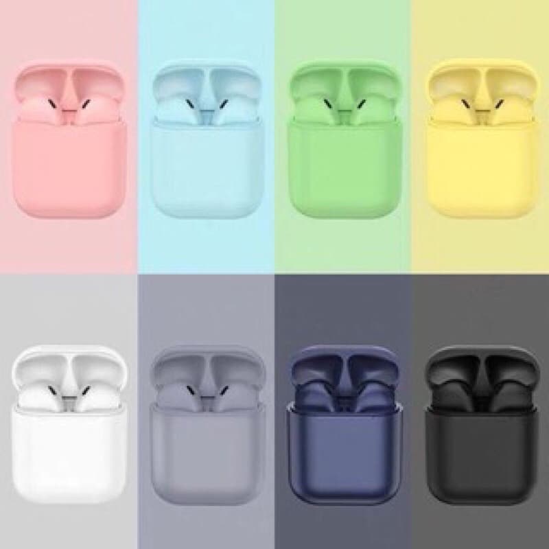 i12 Macaron TWS Handsfree Bluetooth Wireless Extra Bass auto pup up for ios android Murah