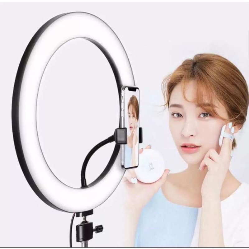 Paket Komplit Live Tripod Black Pack + Ringlight 26cm Pack + Remote Bluetooth Selfie Make Up Vlog