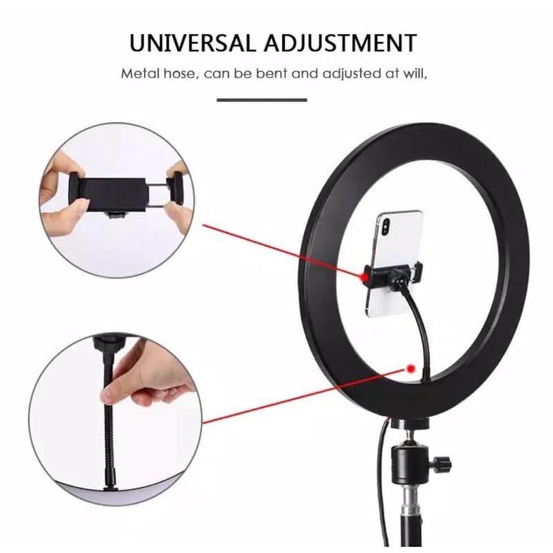Paket Komplit Murah RINGLIGHT 26CM + TRIPOD 2,1 METER MAKE UP VLOG LAMPU RINGLIGHT