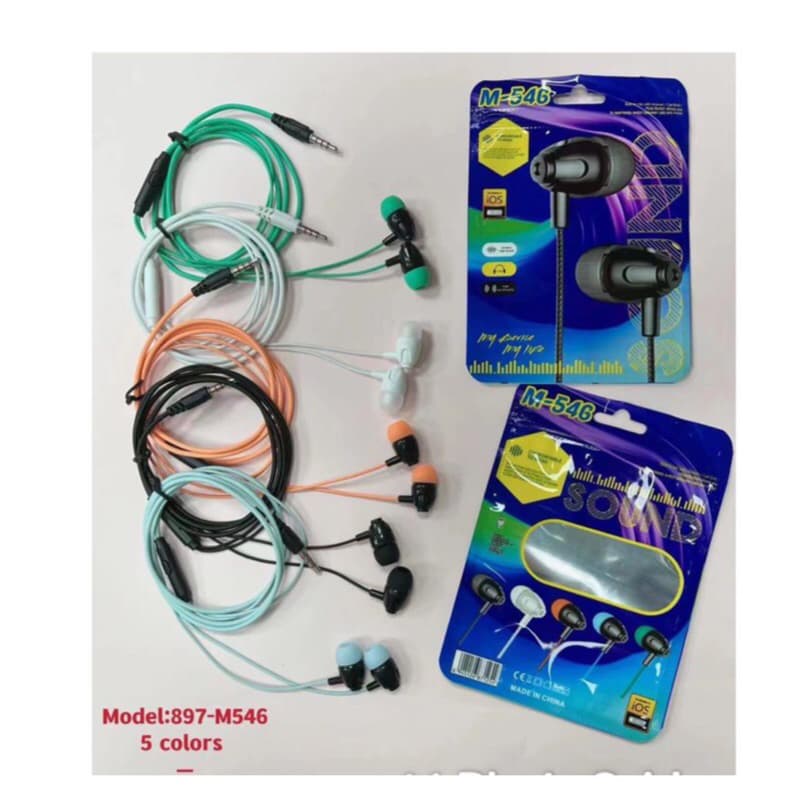 Headset Handsfree Stereo + Mic Earphone M546 bisa telepon dan dengar musik