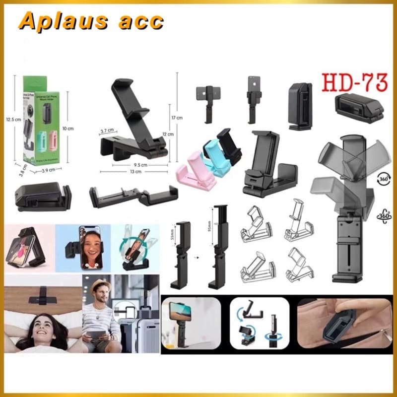 Holder Hp Jepit HD-73 Holder Lipat Dudukan Smartphone Stand Holder 360 Degree
