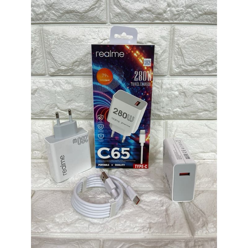 Charger ori 100 Realme C65 Fast Charging 280W Casan Original