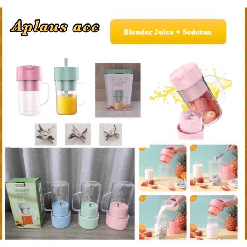 Blender Portable Mini + Sedotan Juicer Portable Mixer Ice Crusher