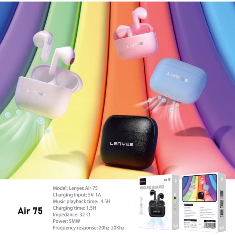 Handsfree Bluetooth TWS Lenyes Air75 Headset Wireless 5.1 Music And Fragrance