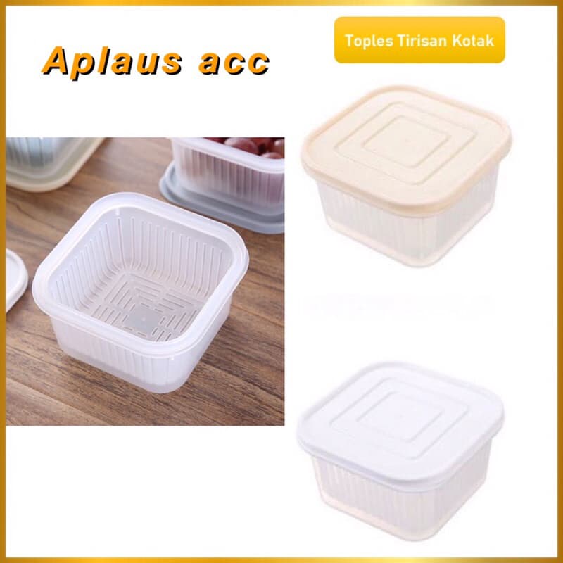 Toples Bulat Tirisan Bawang Sayur Kotak Transparan Saringan Penyimpanan Buah Serbaguna