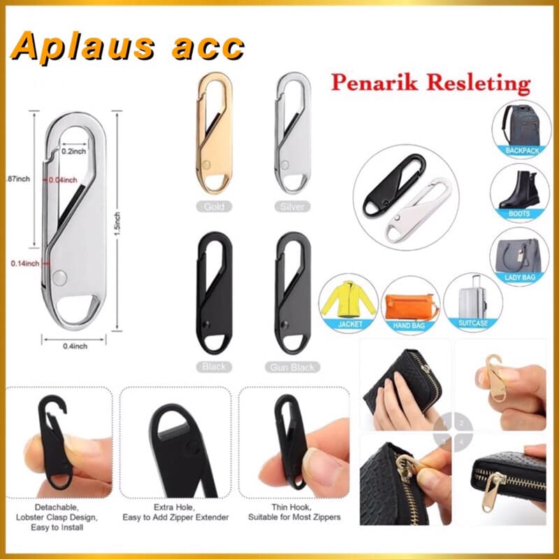 Pengait Resleting Universal Alat Kepala Penarik Resleting Zipper Serbaguna