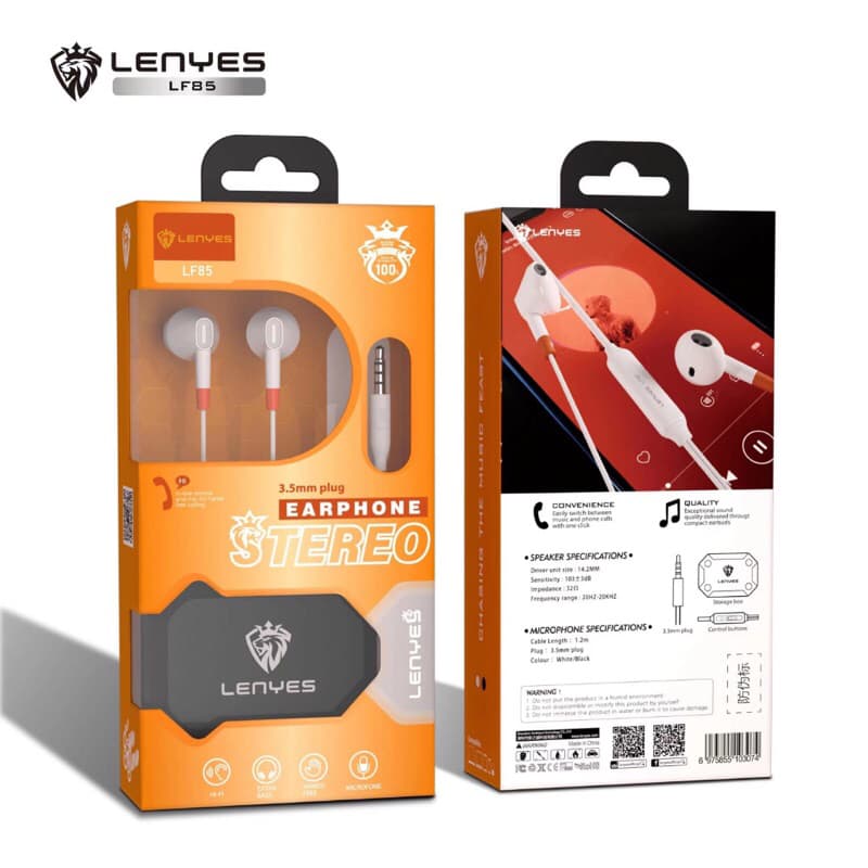 LENYES LF85 Headset In Ear Hifi Stereo Earphone Extra Bass With Handsfree Microphone 3.5mm