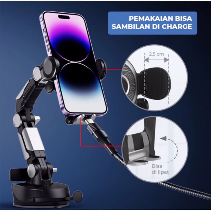 Holder Hp Mobil 4 IN 1 HD-70 Dudukan Handphone Universal HD70