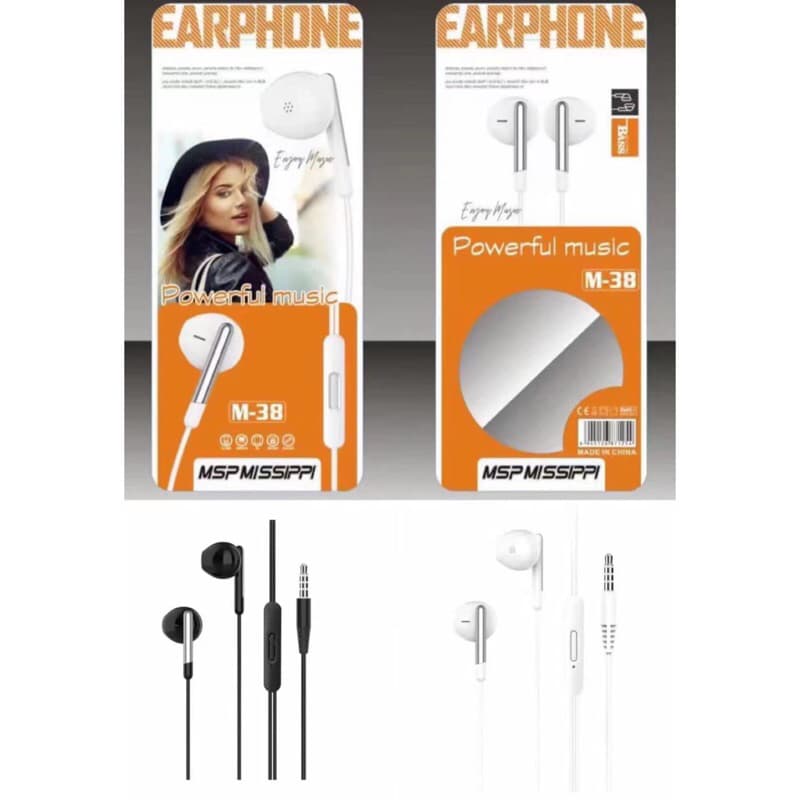 Headset Handsfree Stereo + Mic Earphone M38 bisa telepon dan dengar musik