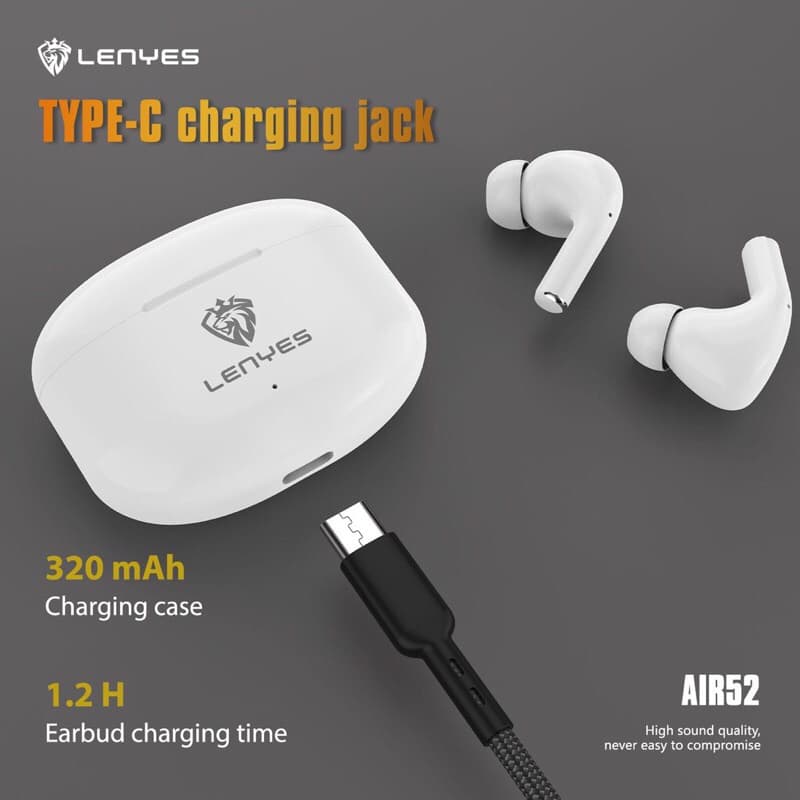 LENYES AIR 52 TWS Headset wireless Bluetooth 5.1 Earbuds Hifi Stereo Earphone With HD Microphone