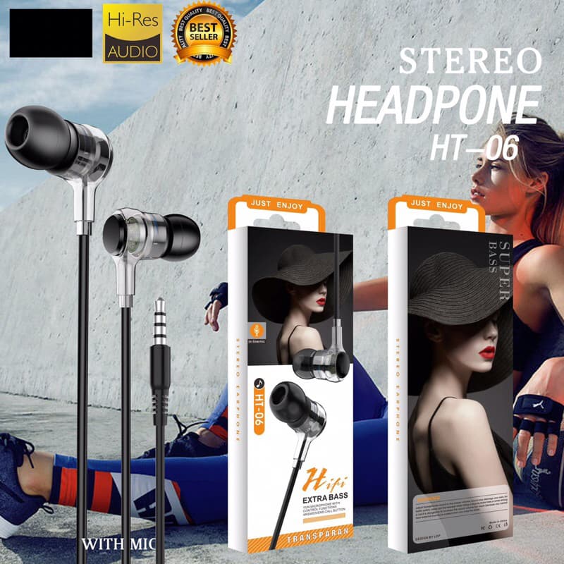 Handsfree Headphone Branded Stereo Transparan Murah