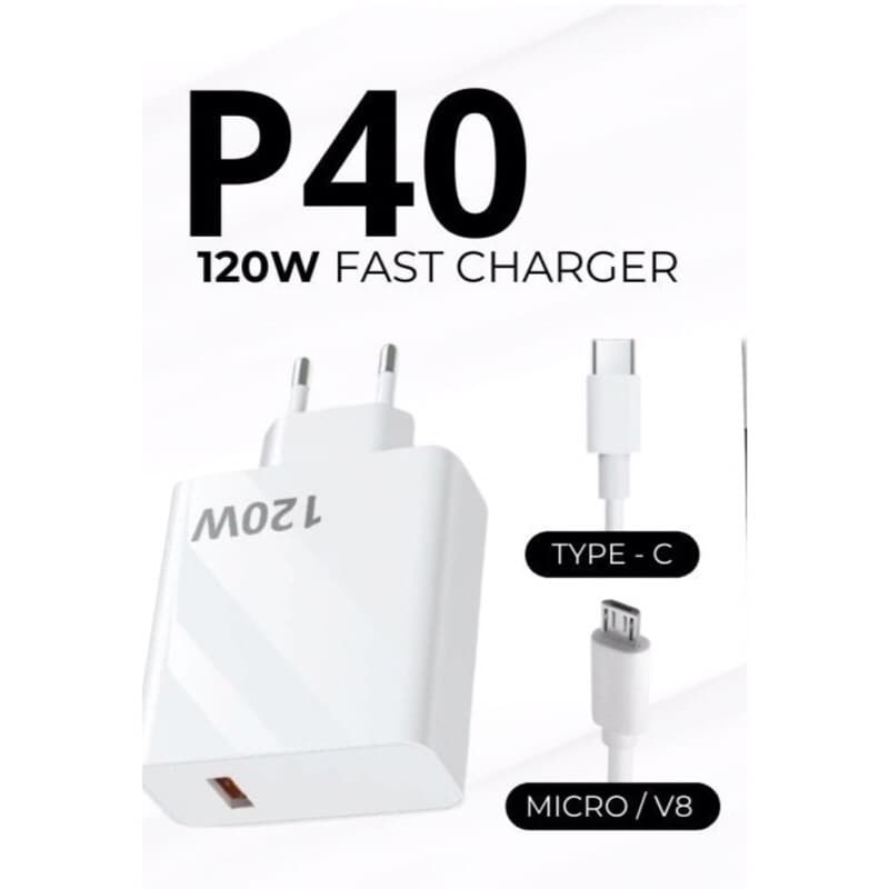 Charger Casan Branded P40 1USB 120W VOOC FastCharger P-40
