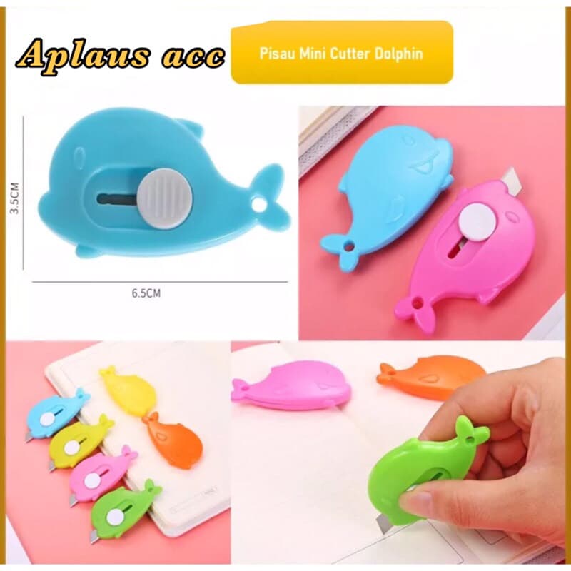 Cutter Mini Motif Dolphin Pisau Kecil Model Dolphin Alat Bantu Buka Paket Serbaguna