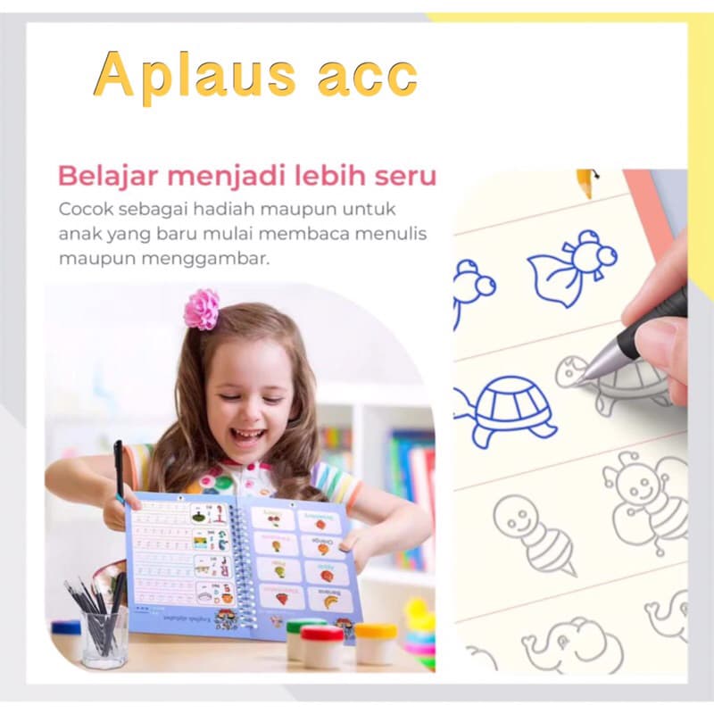 SANK Magic Practice Book 1 Set isi 4 Buku + Pulpen Buku ajaib Belajar Edukasi anak