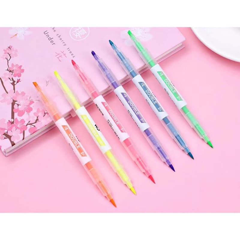 Stabilo 2 sisi warna warni highlighter colorful 1 set isi 6pcs pensil stabilo warna