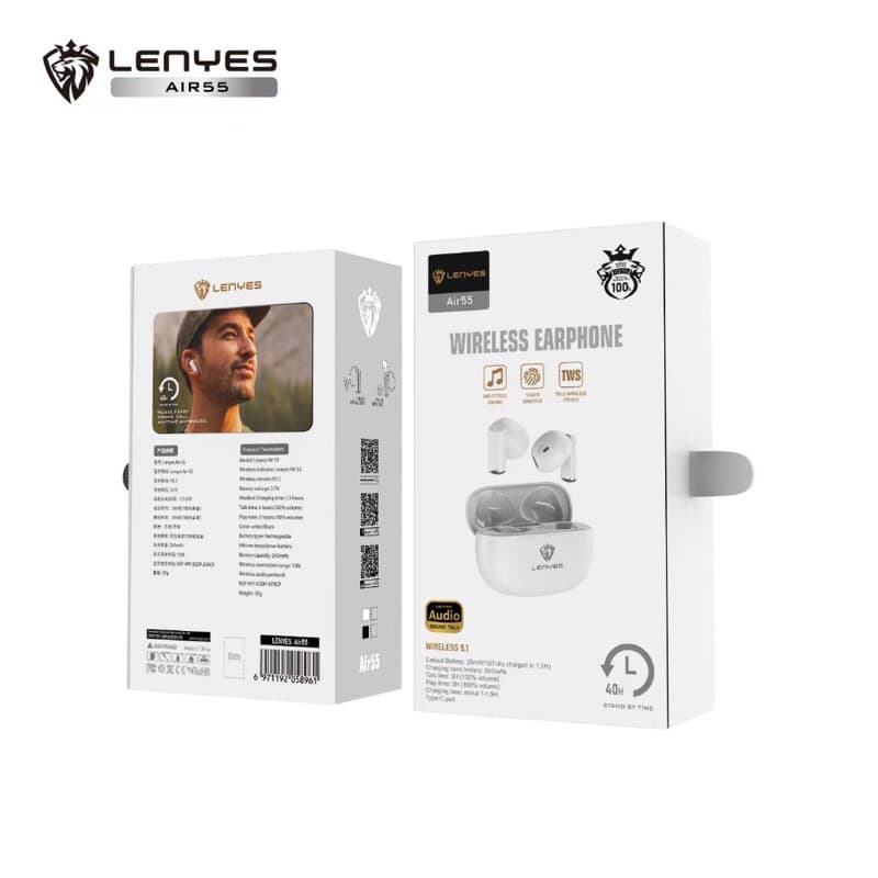 LENYES AIR 55 TWS Wireless Bluetooth 5.1 Earbuds Smart Touch Hifi Stereo Earphone