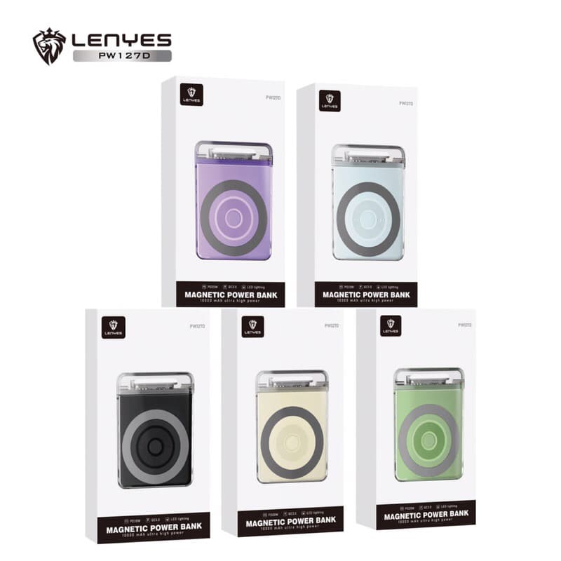 LENYES PW127D Powerbank Transparan 10000mAh Fast Charging 15W Magsafe Power Bank Real Capacity Original