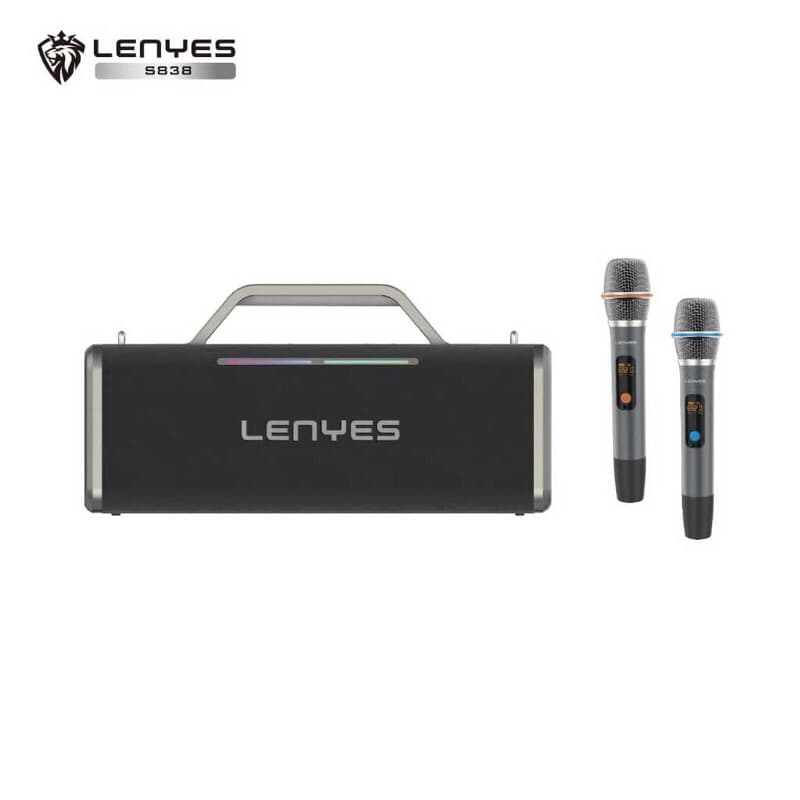 LENYES S838 200W Outdoor KTV Wireless Speaker + Microphone Karaoke Bluetooth 5.0 High Power Heavy Bass TWS