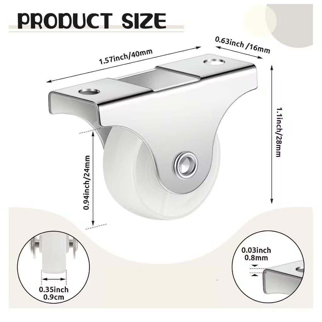 Roda Kastor Lemari 1 Inch Roda Trolly Nylon Plate Caster Mini Roda Kastor Etalase Serbaguna