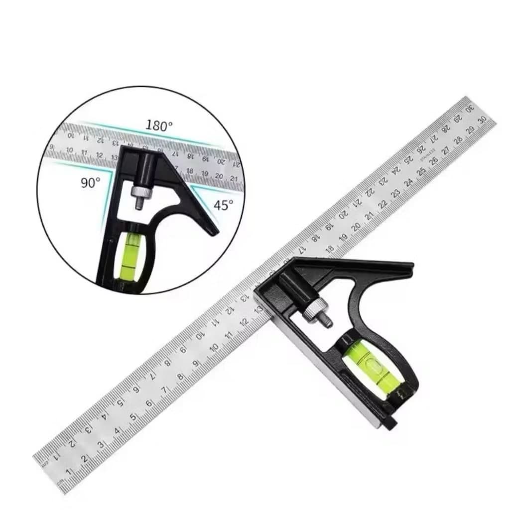Penggaris Waterpass Tukang 30CM Penggaris Siku Sudut Lantai Ruangan Stainless Steel Serbaguna