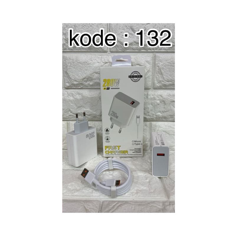 Charger Android 280W Fast Charging Tipe 132 Vooc Casan Cepat