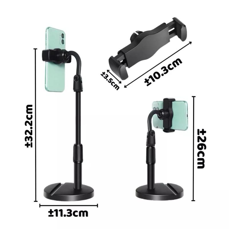 Phone Holder HD-26 + Penyangga Dudukan Handphone 2IN1 / Folding Desktop Support HD26 / Stand HP Adjustable Universal Rotari 360 Derajat / Table Standing Berdiri Untuk Live Streaming Vlog Meeting Riview Broadcasting Multifungsi HD 26