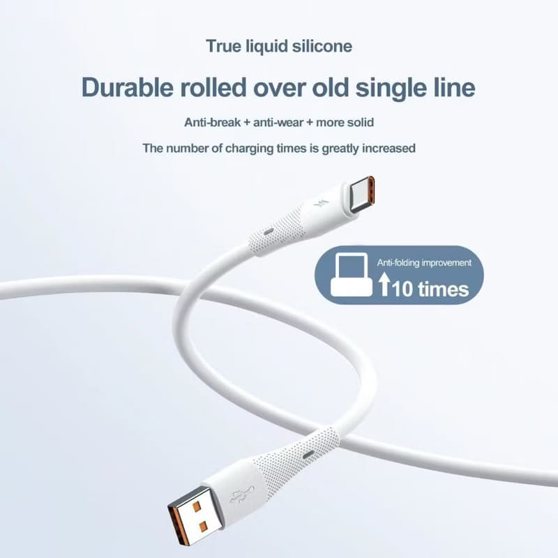 Kabel Data Silicone 120W KB-16 Micro Type C USB Charging Kabel Data Kuat