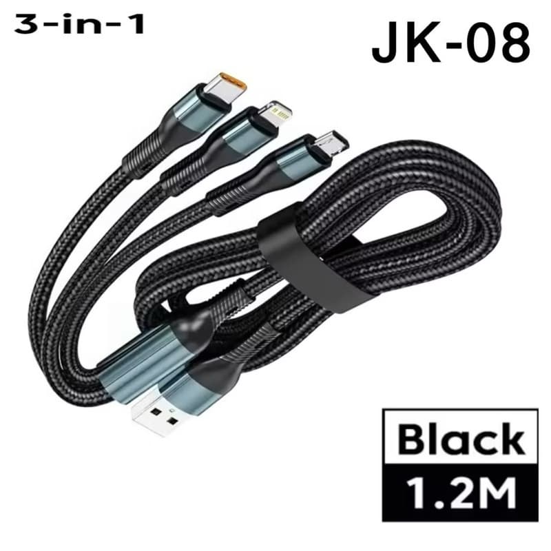 Kabel Data 3in1 JK-08 1,2Meter Non Pack Support Fast Charhing