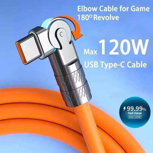 120W Kabel Data Fast Charging Putar /Rotasi 6A USB Data Type C Micro Lightning Original High Quality