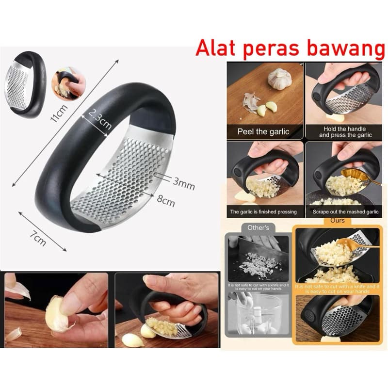 Alat Peras Penghancur Bawang Stainless Garlic Presser Crusher Pencacah Bawang