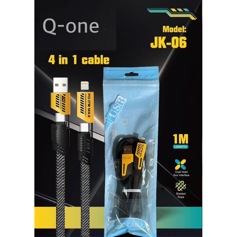 Kabel Data 4 in 1 Jaspan JK06 65W Fast Charging PD TYPE C TO C Kabel Casan 4in1 Type C USB iOS Lightning USB