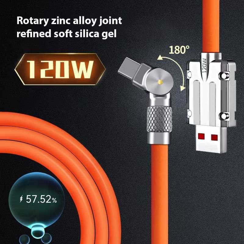 120W Kabel Data Fast Charging Putar /Rotasi 6A USB Data Type C Micro Lightning Original High Quality