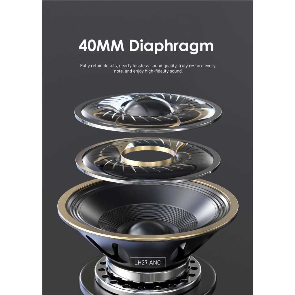 Headset Bluetooth LENYES LH27 Wireless 5.4 Hybrid ANC Headphone Foldable High Fidelity Hifi Stereo With Mic