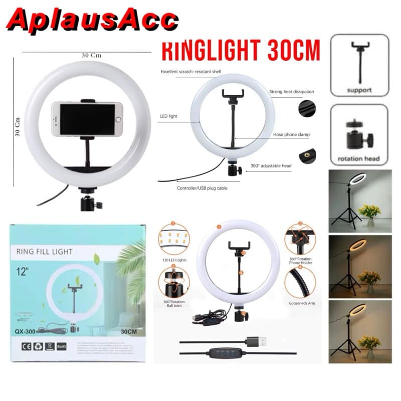 Lampu LED Ringlight selfie 30cm make up / Ringlight Lampu Selfie Studio 30cm Live Streaming