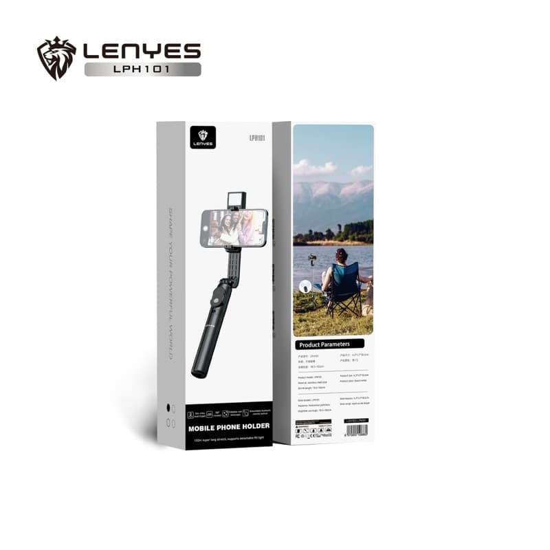 Tongsis LENYES LPH101 Tripod Selfie Kamera HP With Remote Bluetooth Lampu LED Stick Monopod Portable