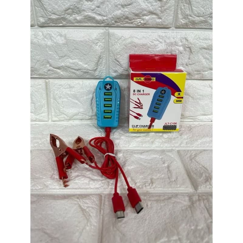 Charger Aki Galitong 8in1 + 5 USB JLT-C106 DC Charger TC Aki Clip Charger Universal