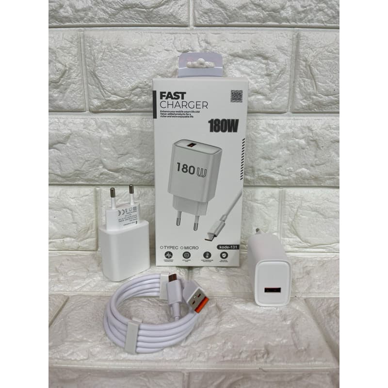 Charger Android 180W Fast Charging Tipe 131 Vooc Casan Cepat
