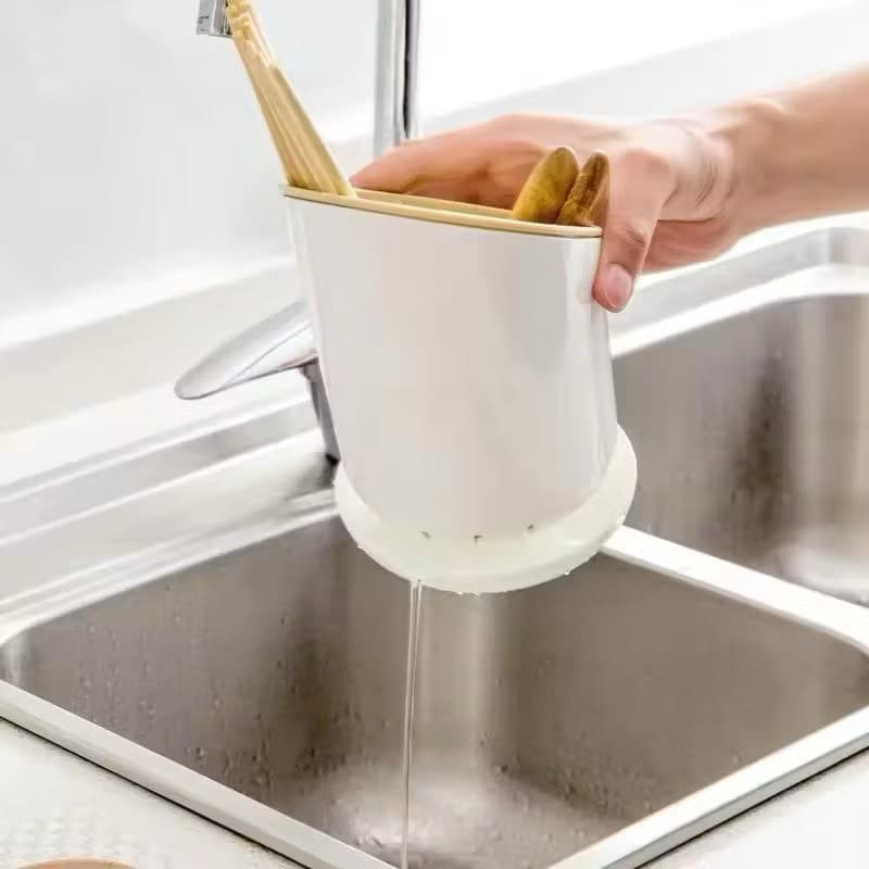 Tempat Sendok Garpu Sumpit Cutlery Holder Dengan Tirisan Tempat Penyimpanan Peralatan Dapur Serbaguna