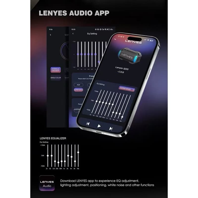 LENYES S233 MagGlow Mini Wireless Speaker Bluetooth 5.3 Magnetic Portable Extra Bass RGB Light DSP Waterproof IPX7 TWS
