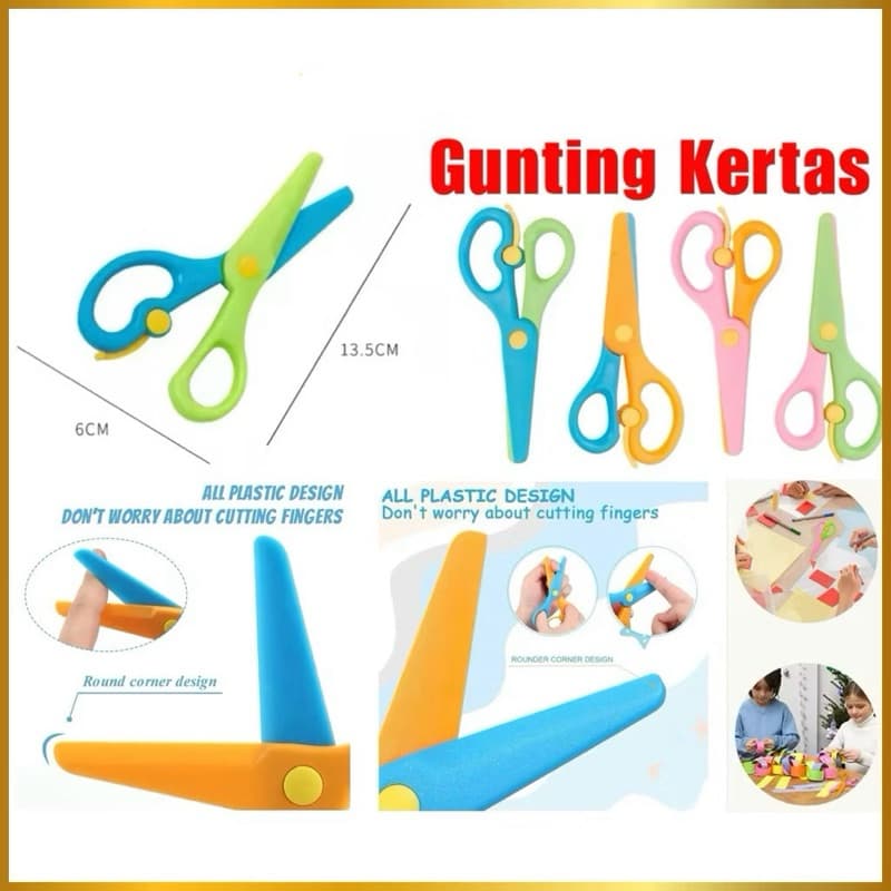 Gunting Kertas Anak Warna Warni Gunting Kertas Pengaman Plastik Safety Scissors Serbaguna