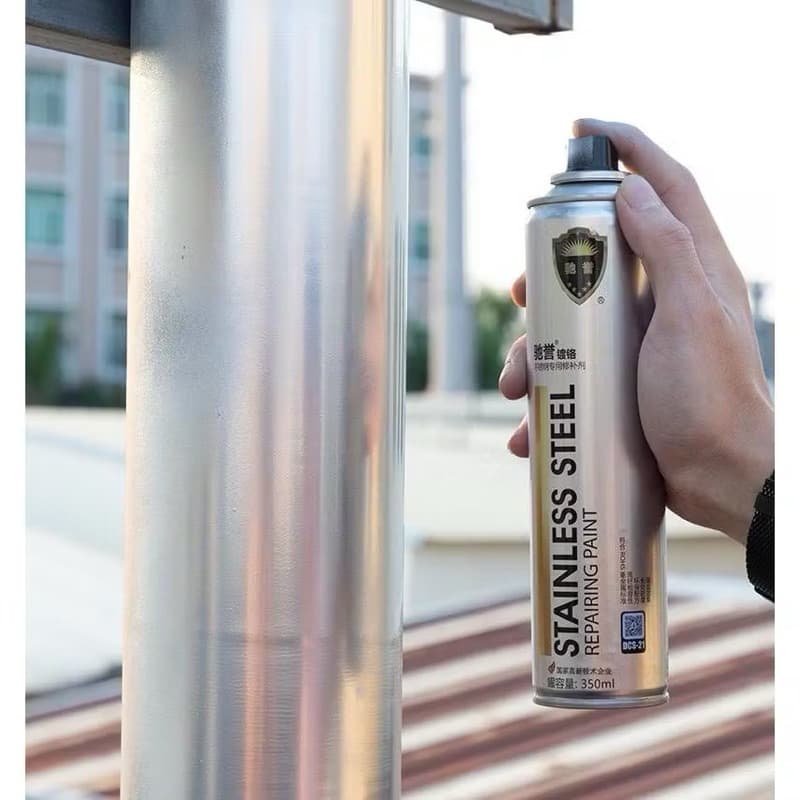 Spray Chrome Cat Semprotan Krom Tanpa Karat Warna Stainless Steel 350ml
