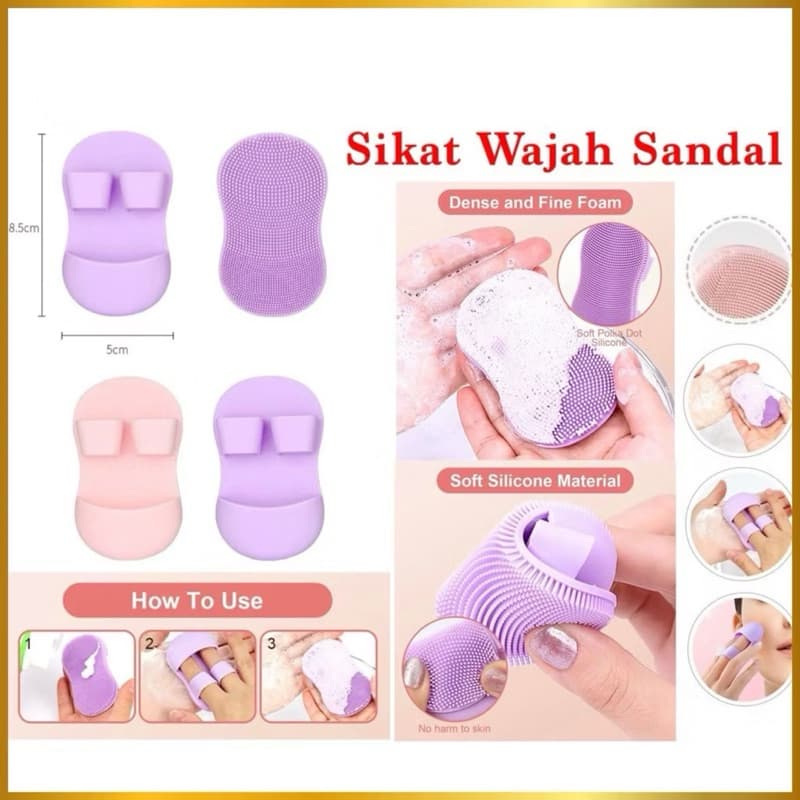 Sikat Wajah Sandal Silicone Sikat Pembersih Wajah Bentuk Sandal Facial Cleaning Lembut Serbaguna