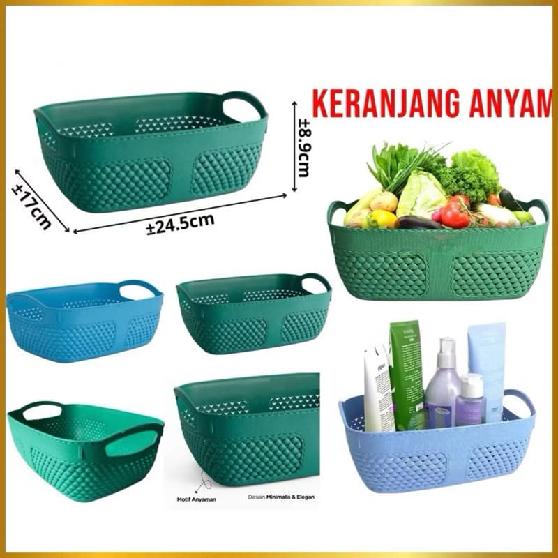 Keranjang Anyam Plastik Tempat Penyimpanan Serbaguna Storage Box Organizer