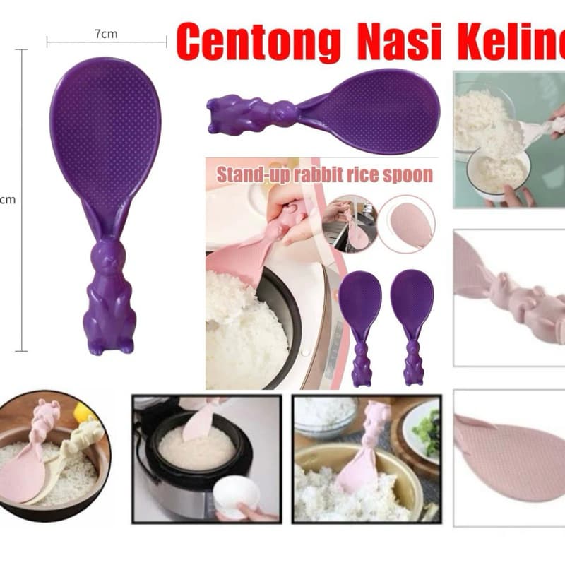 Centong Nasi Gagang Kelinci Sendok Nasi Rabbit Lucu Berdiri Anti Lengket Serbaguna