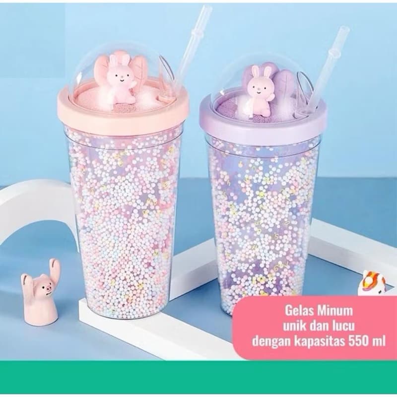 Botol Minum Tumbler Rabbit BZ-258 Botol Minum Tumbler 550ML Karakter Lucu BPA Free