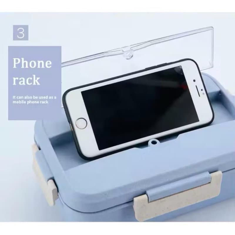 Lunch Box Set / Kotak Makan Bekal Jerami Gandum Free Sendok Garpu